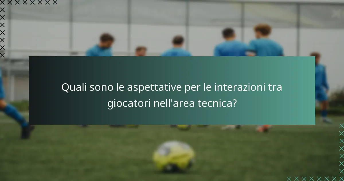Quali sono le aspettative per le interazioni tra giocatori nell'area tecnica?
